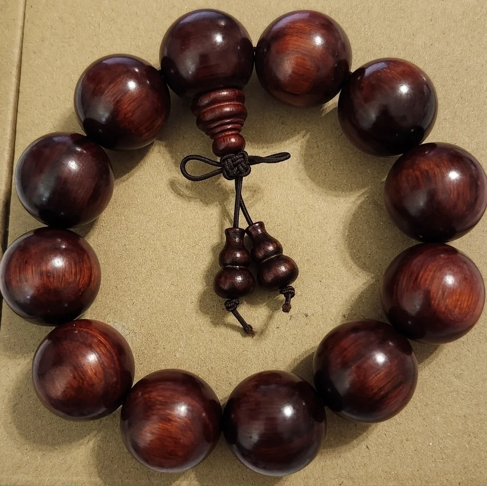 Natural Rosewood Bead Bracelet with Tassel